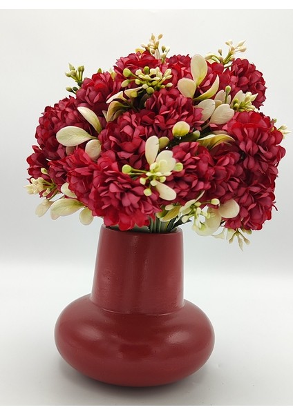 | Bohem Stil Dekoratif Vazo | Modern Minimal Yuvarlak Form | Ruby Bordo| indirimleri