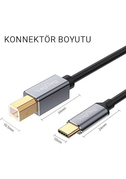Type-C To Usb-B Yazıcı Kablosu 1.5 Metre fırsatları