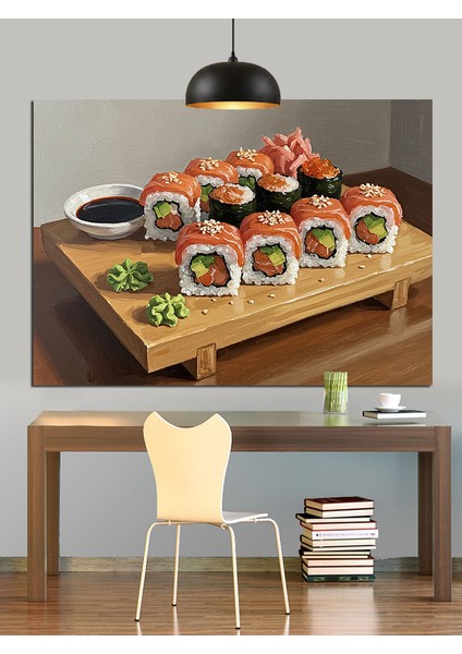 Suşi Yemek Japon Sunumu Dekoratif Kanvas - Mdf Ahşap Tablo indirimleri