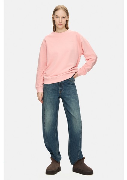 Sunnıva Pembe Bisiklet Yaka Nakışlı Loose Fit Kadın Sweatshirt fiyatları