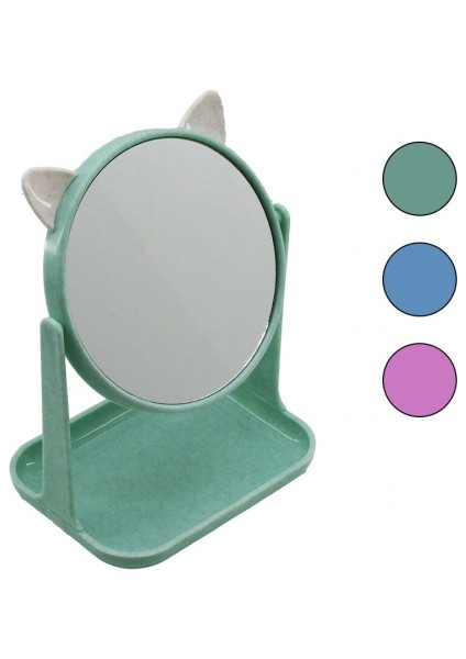 6 Inç - 15CM Yuvarlak Kulaklı Makyaj Aynası Renkli Plastik Takılık SEPETLİ=12X15.5CM (5324)