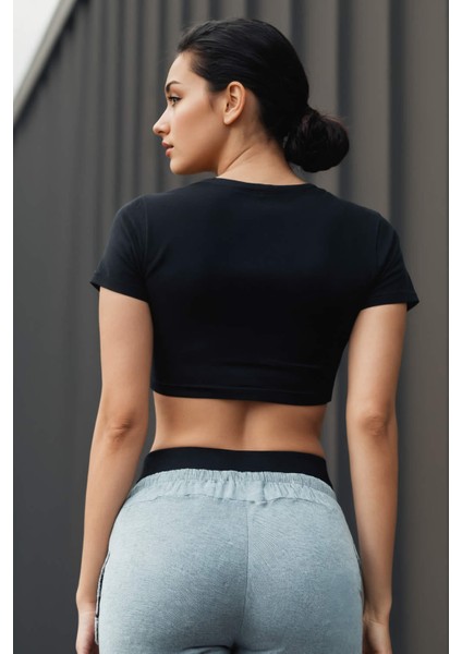 You're Doing Great Baskılı Siyah Crop Top fiyatları