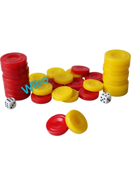 Akrilik Kalın Sarı Kırmızı Tavla Pulu Büyük Boy 35 mm fiyatları