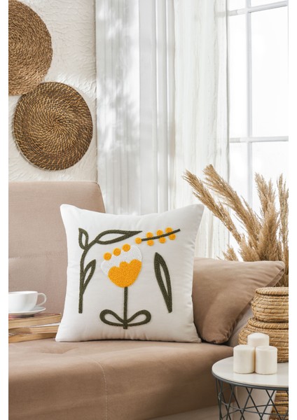 Damien Pamuklu Punch Işlemeli Kırlent Kılıfı