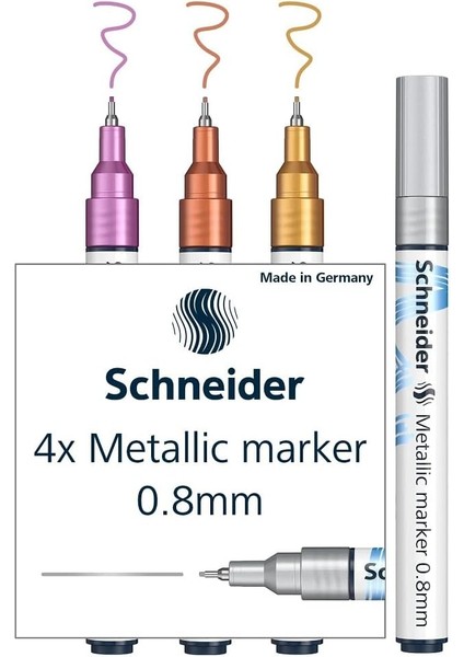Metalik Marker 4&apos;lü Set (Set 2, Çizgi Kalınlığı 0,8 Mm, Yeni Pigment Teknolojisi, Güçlü Parıltı Efekti) Gümüş,, Bakır, Mor