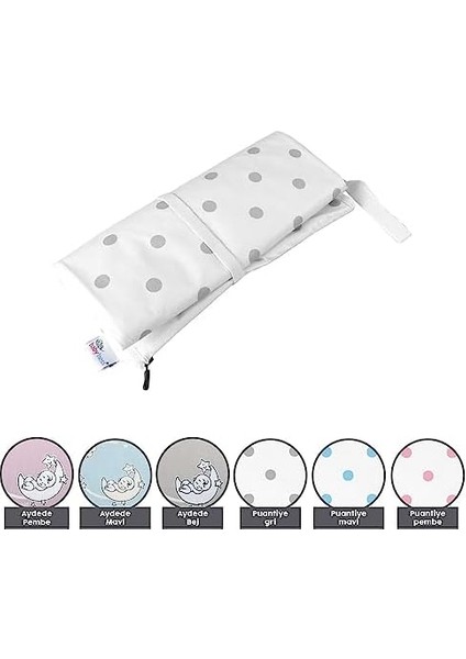 Baby&apos;ness Çanta Boy Alt Değiştirme Bakım Seti, Sıvı Geçirmez, Leke Tutmaz, Puantiyeli, Gri, 70X35CM