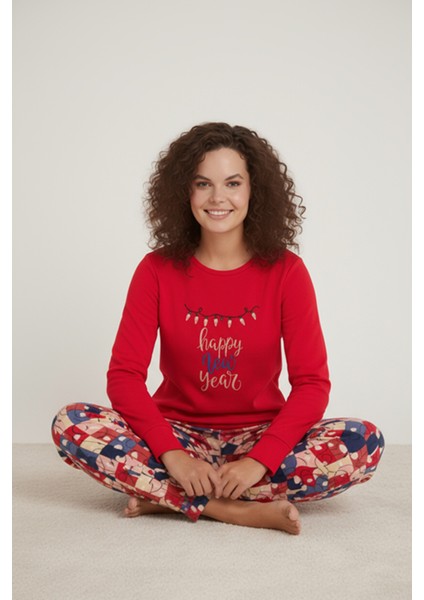 Luxury Thermal Happy New Year Desenli Kadın Polar Kışlık Pijama Takımı – 42049 modelleri