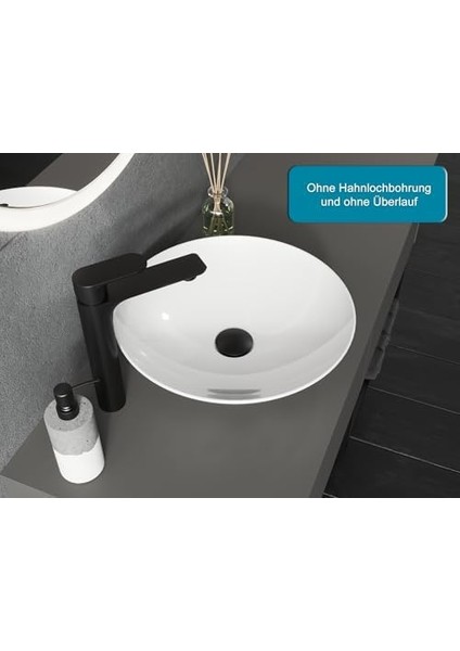 Bagno Lavabo - Seramik Tezgah Üstü Lavabo - Beyaz Yuvarlak 40 cm - Musluk Deliği Yok - Taşma Yok Yıkama Kasesi (Beyaz) modelleri