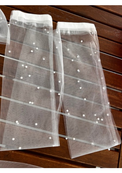 2 Li Set Parmaksız Gelin Eldiveni Inci Boncuklu Eldiven Kolluk,incili Fiyonk Bağ,duvak Seti indirimleri