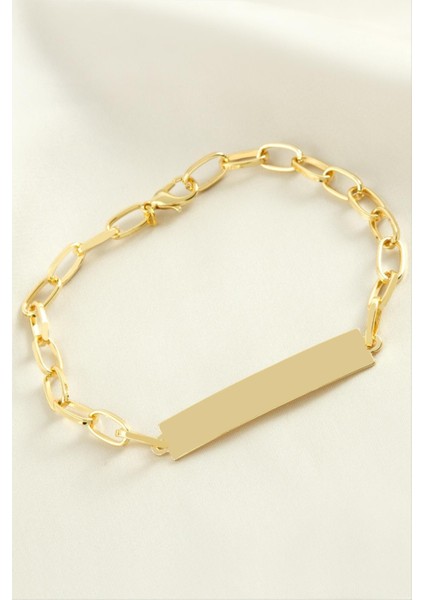 Sptrns Isim Yazılabilir Boş Plaka Bileklik-Sarı