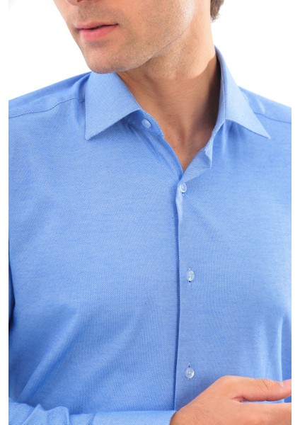 Slimfit Koyu Mavi Desenli Erkek Gömlek Likralı Dar Kesim Yapısıyla AS0710704-06 modelleri