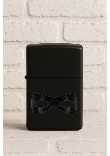 Uv Baskılı Desenli Metal Benzinli Siyah Çakmak Cep Çakmağı - Victor Maske