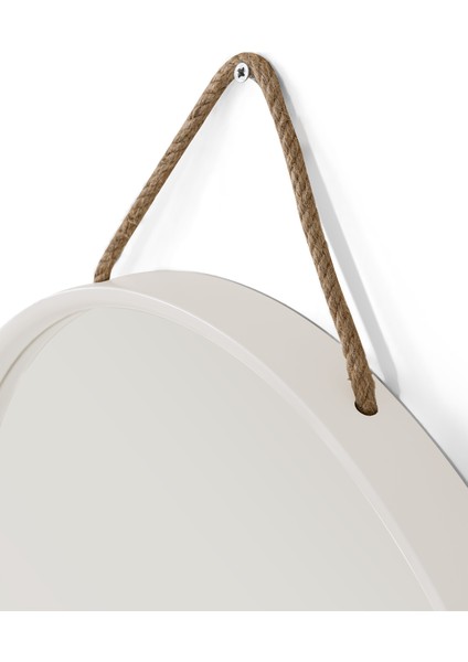 Mirora 2'li Yuvarlak Dekoratif Duvar Aynası | Boyalı Ahşap Çerçeveli | 60CM 48CM | Beyaz indirimleri