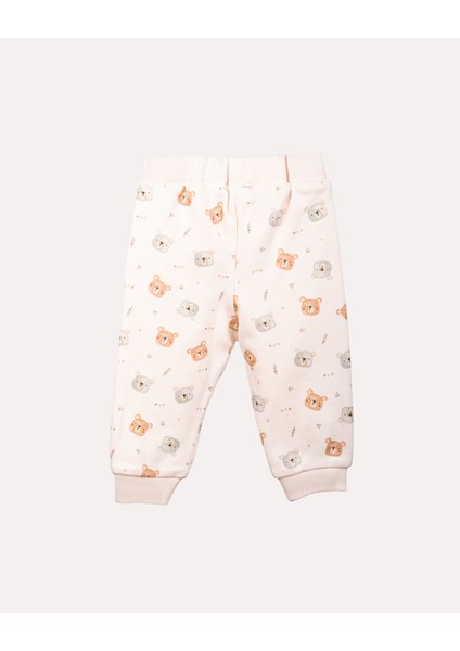 %100 Organik Pamuk Gots Sertifikalı Teddy Desenli Bebek & Yenidoğan Pantolon - Ekru fiyatları