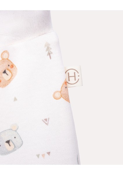 %100 Organik Pamuk Gots Sertifikalı Teddy Desenli Bebek & Yenidoğan Pantolon - Ekru modelleri