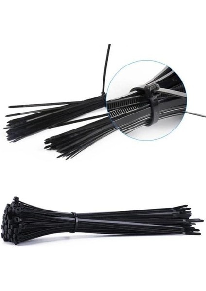 mm Siyah Kablo Bağı | 100 Adet Naylon 6.6 Plastik Cırt Kelepçe | 30 cm Kablo Toplayıcı | 18 kg Çekme Mukavemetli Kablo Düzenleyici