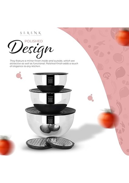 Modernist 9 Parça Rendeli Çelik Karıştırma ve Saklama Kabı Seti fırsatları