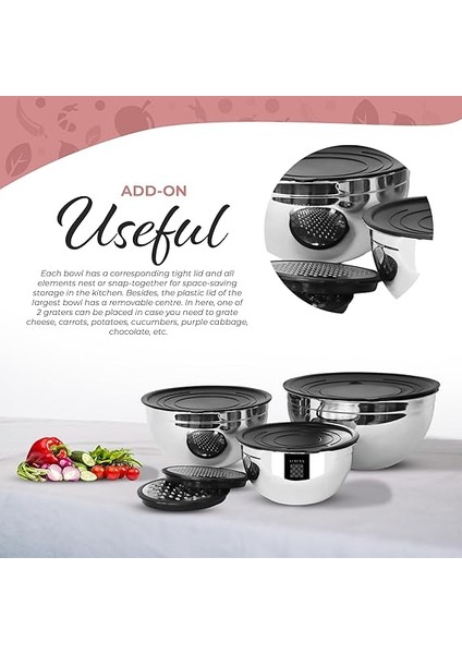 Modernist 9 Parça Rendeli Çelik Karıştırma ve Saklama Kabı Seti indirimleri