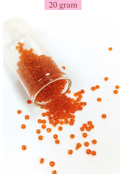 Litaetrend Dökme Cam Kum Boncuk (8/0) 3 mm - 20 Gram - Şeffaf Turuncu - BNC165