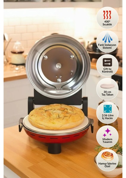 ® | Pro Plus Taş Fırın Pizza Makinesi - Kırmızı fiyatları