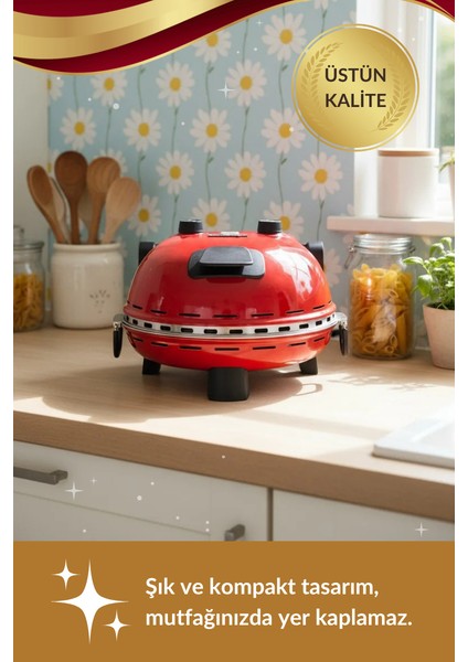 ® | Pro Plus Taş Fırın Pizza Makinesi - Kırmızı indirimleri