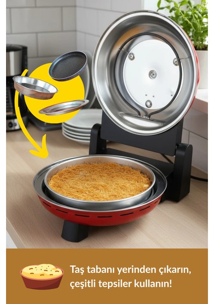 ® | Pro Plus Taş Fırın Pizza Makinesi - Kırmızı