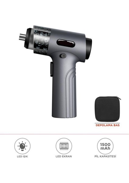 30 Parça Sarjlı Tornavida Seti – LED Işıklı Mıknatıslı Type-C