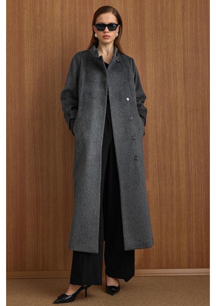 Hakim Yaka Ribana Detaylı Uzun Moher Kaban Antrasit 3160 fiyatları