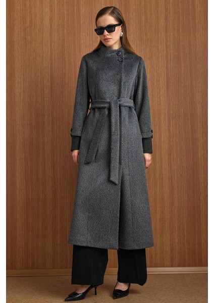 Hakim Yaka Ribana Detaylı Uzun Moher Kaban Antrasit 3160 modelleri