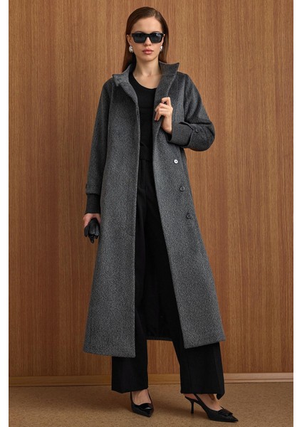 Hakim Yaka Ribana Detaylı Uzun Moher Kaban Antrasit 3160 indirimleri