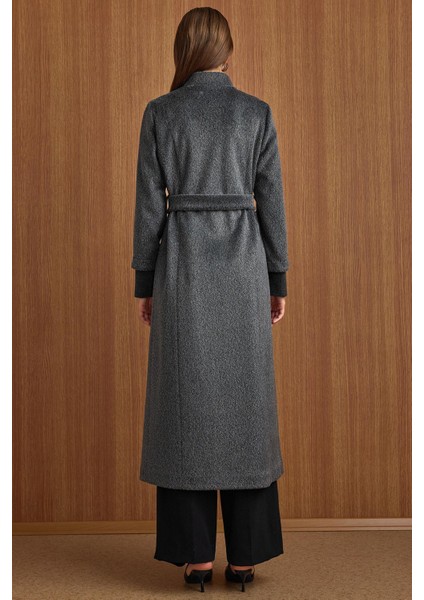 Hakim Yaka Ribana Detaylı Uzun Moher Kaban Antrasit 3160