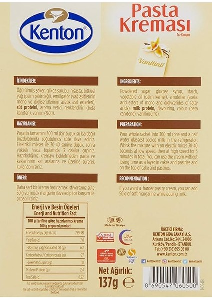 Pasta Kreması Sade 137 G fiyatları