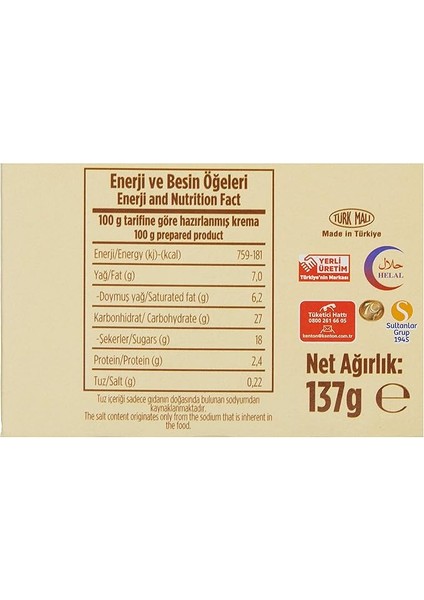 Pasta Kreması Sade 137 G fırsatları