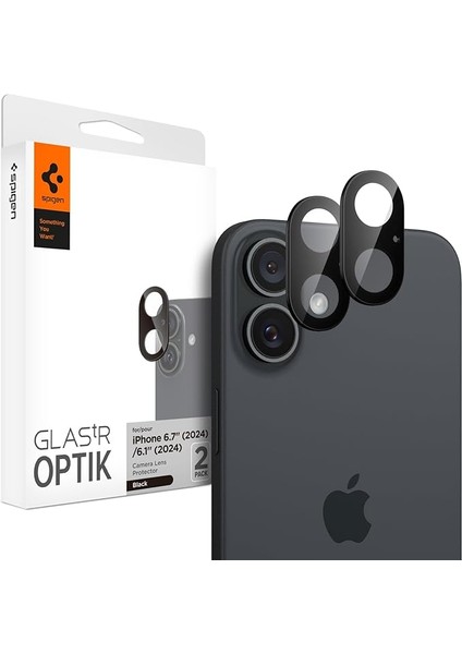 iPhone 16/16 Plus Kamera Lens Camı Koruyucu Glas.tr Optik (2 Adet) Black - AGL07922