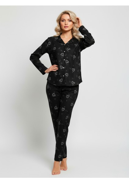 Süet Gömlek Pijama Takımı 7002 Kalp Desenli fiyatları