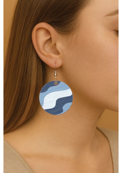 Kadın Küpe Bijuteri Desenli Kancalı Yuvarlak Dokulu Küpe Sofia