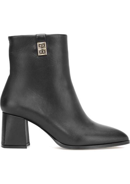 Elit Marivonne Kadın Hakiki Deri Topuklu Bot Siyah