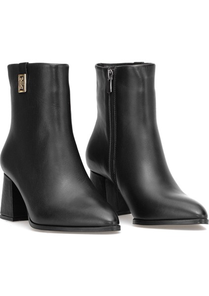 Elit Marivonne Kadın Hakiki Deri Topuklu Bot Siyah fırsatları