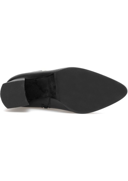 Elit Marivonne Kadın Hakiki Deri Topuklu Bot Siyah