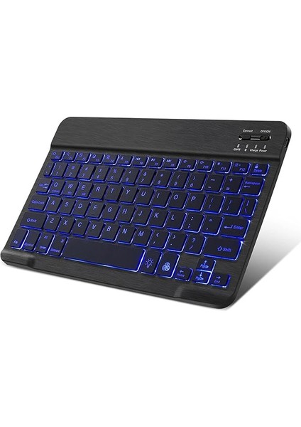 Tablet ve Telefonlar Için Rgb LED Işıklı Bluetooth Klavye Şarjlı Kablosuz + Tr Klavye Sticker - AL2670 Siyah