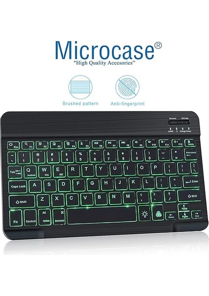 Tablet ve Telefonlar Için Rgb LED Işıklı Bluetooth Klavye Şarjlı Kablosuz + Tr Klavye Sticker - AL2670 Siyah fırsatları