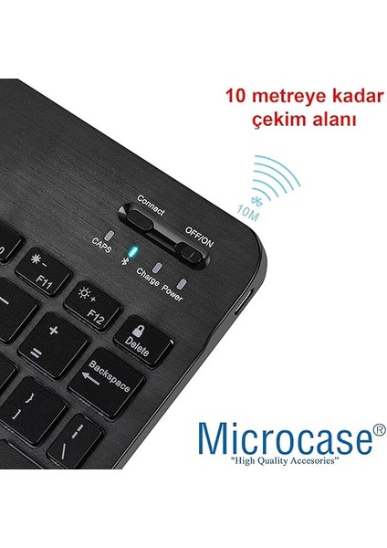 Tablet ve Telefonlar Için Rgb LED Işıklı Bluetooth Klavye Şarjlı Kablosuz + Tr Klavye Sticker - AL2670 Siyah indirimleri