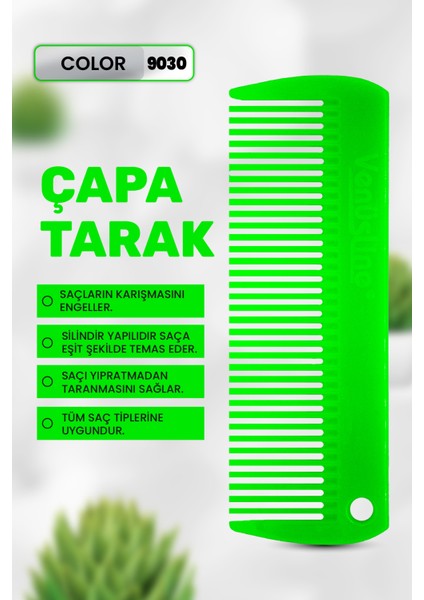 Venüsline Professional 9030 – Yeşil Çapa Model Saç Tarağı, Isıya Dayanıklı Yapı