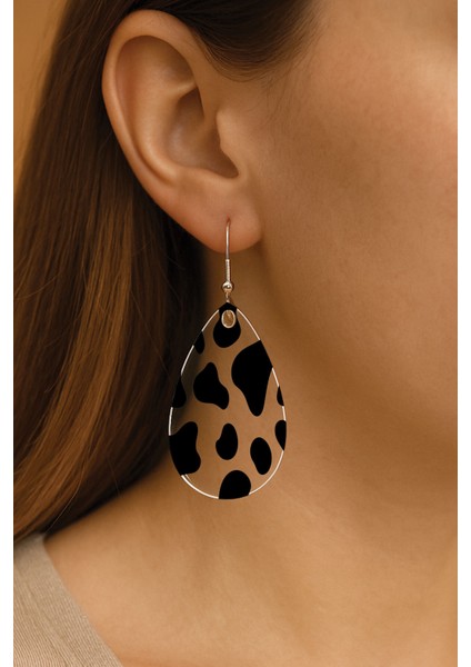 Kadın Küpe Uv-Tasarım Süslü Kancalı Damla Küpe Dalmaçyalı