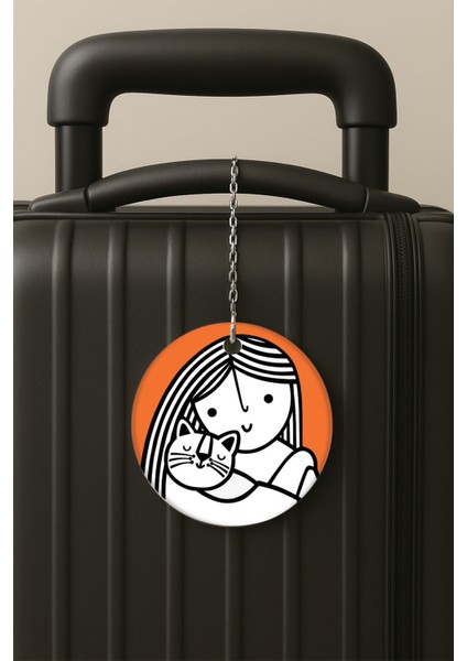 Patili Dostum Desenli Uv Baskılı Pleksi Bavul Etiketi Seyahat Tatil Valiz Etiketi