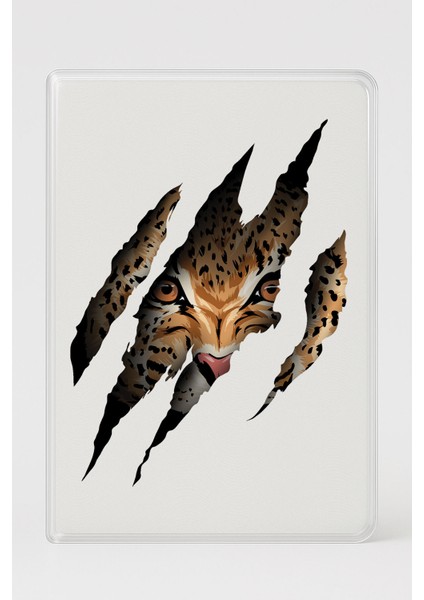 Şeffaf Pasaport Kılıfı Kalın Mikron Kart Bölmeli Desenli Pasaport Kabı - Pençe