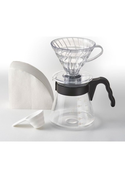 V60 Kahve Demleme Seti, Şeffaf