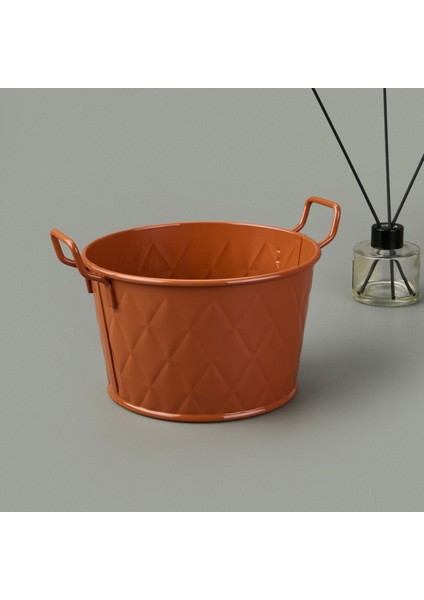 Mia Prizma Terracota Kulplu Galvaniz Saksı - Kiremit - 11X18X18 cm fiyatları