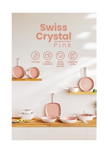 Crystal Derin Tencere Pembe 24 cm fiyatları