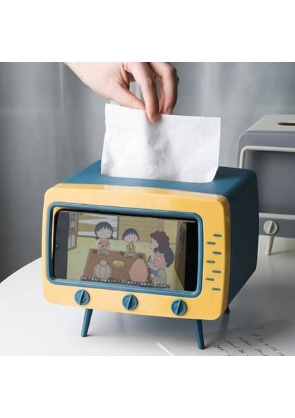 Retro Telefon Tutucu, Masaüstü Peçetelik Cep Telefonu (Lacivert) fiyatları